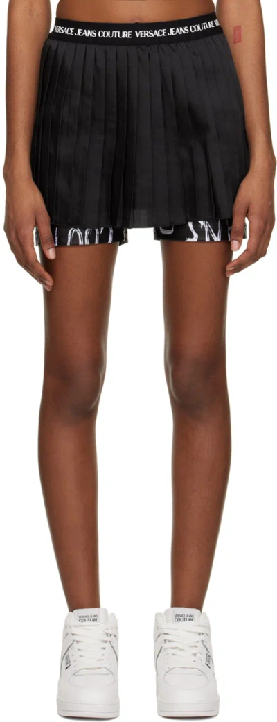 Versace Jeans Couture Black Pleated Skort In E899 Black