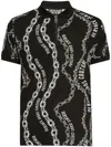 VERSACE JEANS COUTURE VERSACE JEANS COUTURE BLACK POLO SHIRT WITH CHAIN PATTERN
