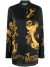 Versace Jeans Couture Chain Couture-print Satin Shirt In Black