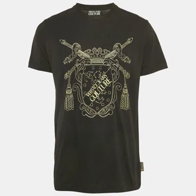 Pre-owned Versace Jeans Couture Black Printed Jersey T-shirt Xl