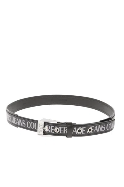 Versace Jeans Couture Black Printed Logo Belt