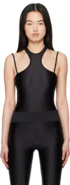 Versace Jeans Couture Racerback Bodysuit Metallic Hardware Straps In E899 Black