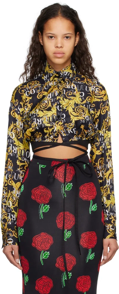 Versace Jeans Couture Black Regalia Baroque Shirt In Eg89 Black/gold