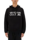 Versace Jeans Couture Black Regular Fit Sweatshirt With Bold Logo Print In Black