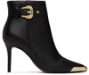 Versace Jeans Couture Pointed-toe Leather Ankle Boots In E899 Black