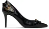 Versace Jeans Couture Black Scarlett Baroque Buckle Heels In Black