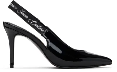 Versace Jeans Couture Black Scarlett Slingback Mid Heels