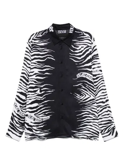 Versace Jeans Couture Black Shirt With Print In Multi