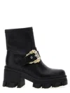 Versace Jeans Couture 'sophie' Block Heel Ankle Boots In Black