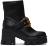 Versace Jeans Couture Black Sophie Baroque Buckle Boots In Black