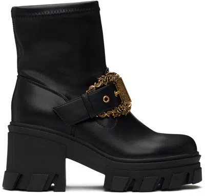 Versace Jeans Couture Black Sophie Baroque Buckle Boots