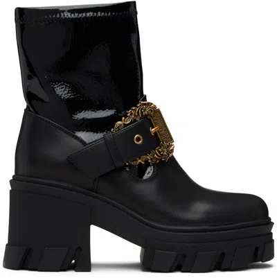 Versace Jeans Couture Black Sophie Baroque Buckle Boots