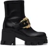 Versace Jeans Couture Black Sophie Baroque Buckle Boots In E899 Black