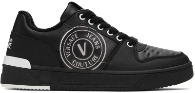 Versace Jeans Couture Starlight Logo-print Leather Sneakers In Black