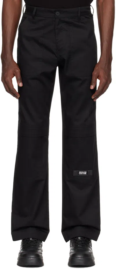 Versace Jeans Couture Black Straight-leg Cargo Pants In E899 Black