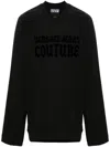 Versace Jeans Couture Flocked-logo Sweatshirt In Black