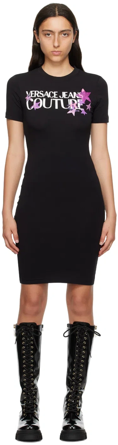Versace Jeans Couture Black T-shirt Minidress In E899 Black
