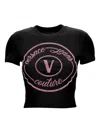 Versace Jeans Couture Fitted Short Sleeve Crew Neck Top In Black