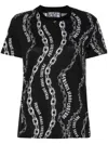 Versace Jeans Couture Chain Print Crewneck Short Sleeve T-shirt In Black