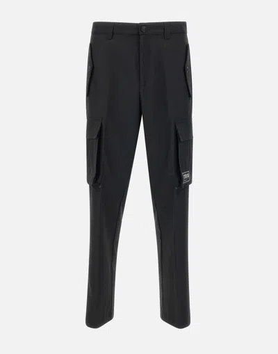 Versace Jeans Couture Logo-patch Tailored Pants In Black