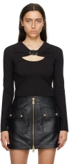 Versace Jeans Couture Black V-emblem Long Sleeve T-shirt In E899 Black