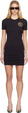 Versace Jeans Couture Black V-emblem Minidress In E899 Black