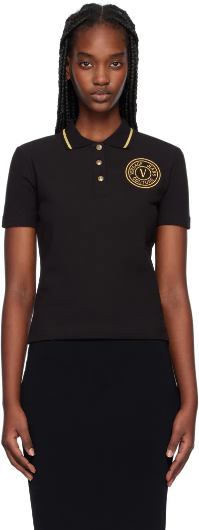 VERSACE JEANS COUTURE BLACK V EMBLEM POLO