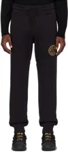 Versace Jeans Couture Black V-emblem Sweatpants In Eg89 Black/gold