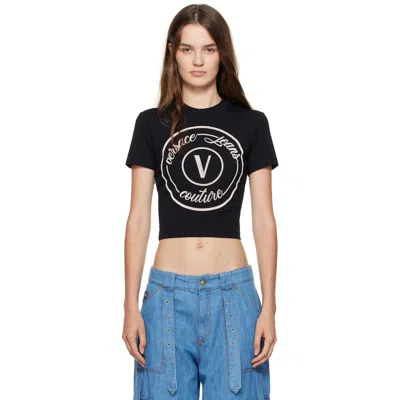 Versace Jeans Couture Black V-emblem Slim-fit T-shirt