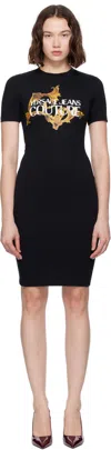 Versace Jeans Couture Black Vestiti Jersey Stretch Minidress In Black