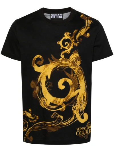 Versace Jeans Couture Black Watercolor Couture Printed T-shirt