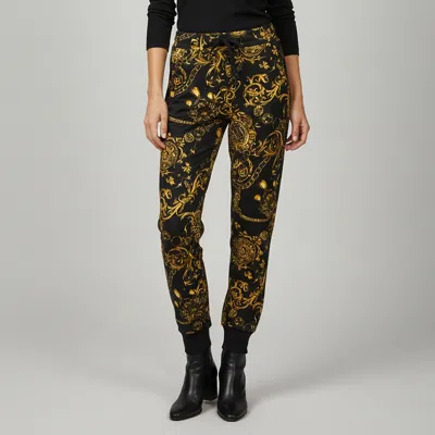 Pre-owned Versace Jeans Couture Black/gold Baroque Print Cotton Knit Sweatpants S