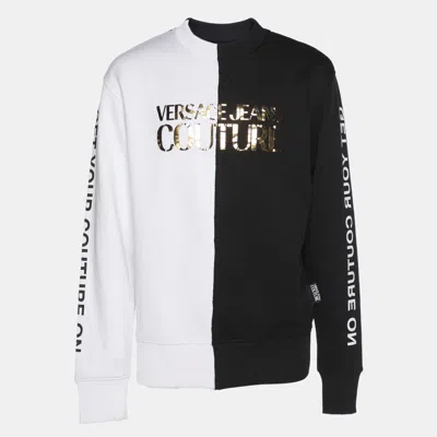 Pre-owned Versace Jeans Couture Black/white Jersey Logo Applique Sweatshirt M