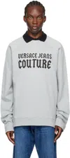 Versace Jeans Couture Blue Appliqué Sweatshirt In E816-ice Grey