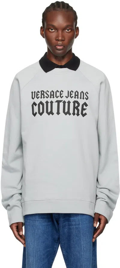 Versace Jeans Couture Blue Appliqué Sweatshirt In E816-ice Grey