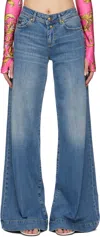 Versace Jeans Couture Blue Flared Jeans In E904 Indigo