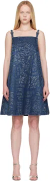 Versace Jeans Couture Blue Glitter Finish Minidress