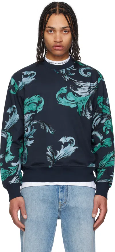 Versace Jeans Couture Blue Graphic Sweatshirt In E283-ocean