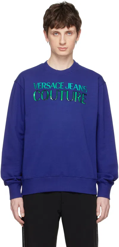Versace Jeans Couture Blue Iridescent Sweatshirt In E206 Klein