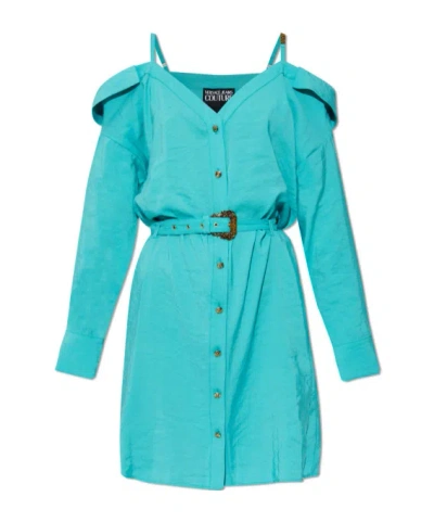Versace Jeans Couture Blue Off-shoulder Dress