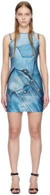 VERSACE JEANS COUTURE BLUE PRINTED MINIDRESS