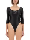 Versace Jeans Couture Slim-fit Bodysuit With Logo Print In Black
