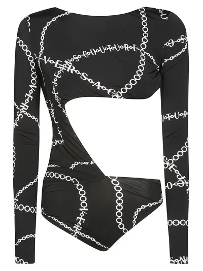 Versace Jeans Couture Body Organzino Print In Nero