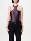 Versace Jeans Couture Racerback Bodysuit Metallic Hardware Straps In Brown