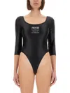 Versace Jeans Couture Bodysuit With Scoop Neckline And Three-quarter Sleeves In Black
