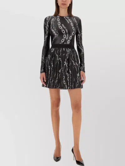 Versace Jeans Couture Bodysuit In Chain Print And Pleated Skirt