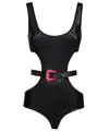 Versace Jeans Couture Bodysuit In Technical Fabric In Black