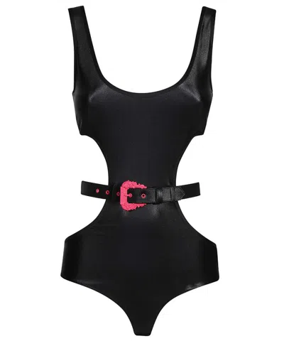 Versace Jeans Couture Bodysuit In Technical Fabric In Black