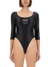 Versace Jeans Couture Slim-fit Bodysuit With Logo Print In Black