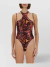 Versace Jeans Couture Bold Print Halterneck High-cut Leg Swimsuit